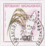 Rice and Madagascar: 900-Franc (180-Ariary) Postage Stamp