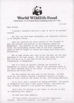 Front of Cover Letter: World Wildlife Fund: Letter, Novemb...