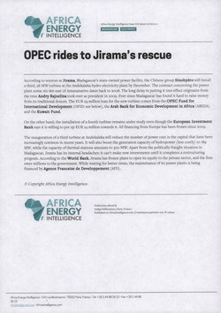 OPEC rides to Jirama's rescue: Article from Africa Energy Intelligence, Issue 678, 27 June 2012