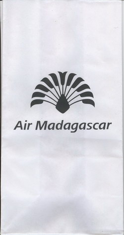 Air Madagascar Airsickness Bag: Black Travelers' Palm Logo