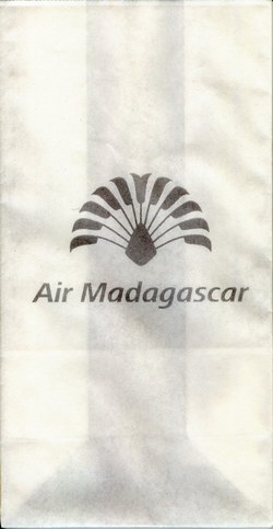 Air Madagascar Airsickness Bag: Silver Travelers' Palm Logo