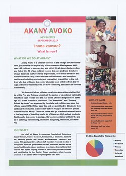 Akany Avoko: Newsletter September 2014