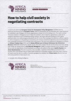 How to help civil society in negotiating contracts: Article from Africa Mining Intelligence, Issue 367, 3 May 2016