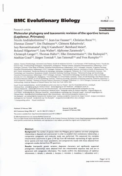 Molecular phylogeny and taxonomic revision of the sportive lemurs (Lepilemur, Primates): Research Article