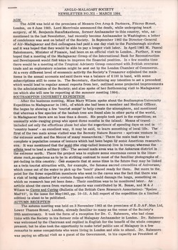 Anglo-Malagasy Society Newsletter: No. 12 (March 1984)