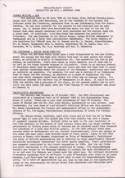 Anglo-Malagasy Society Newsletter: No. 17 (November 1986)