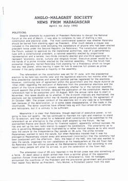Anglo-Malagasy Society Newsletter: No. 27A (July 1992)