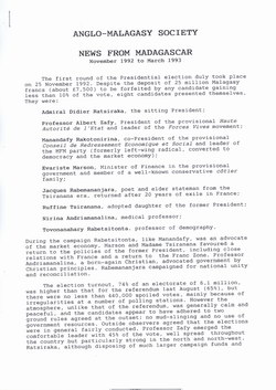 Anglo-Malagasy Society Newsletter: No. 28A (March 1993)