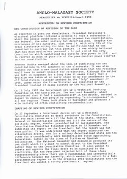 Anglo-Malagasy Society Newsletter: No. 38A (March 1998)