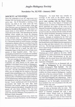 Anglo-Malagasy Society Newsletter: No. 48 (January 2003)