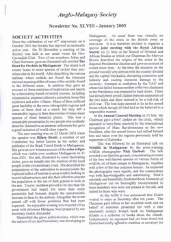 Anglo-Malagasy Society Newsletter: No. 48 (January 2003)