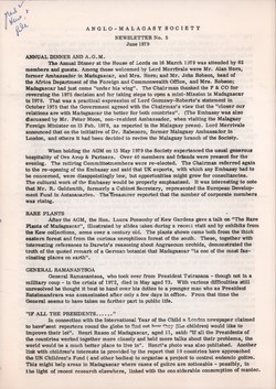 Anglo-Malagasy Society Newsletter: No. 5 (June 1979)