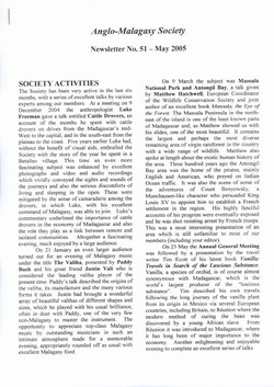 Anglo-Malagasy Society Newsletter: No. 51 (May 2005)