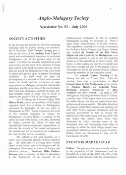 Anglo-Malagasy Society Newsletter: No. 52 (July 2006)