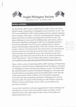 Anglo-Malagasy Society Newsletter: No. 53 (November 2006)