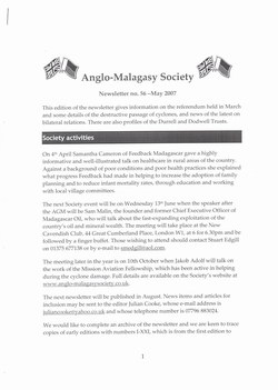 Anglo-Malagasy Society Newsletter: No. 56 (May 2007)