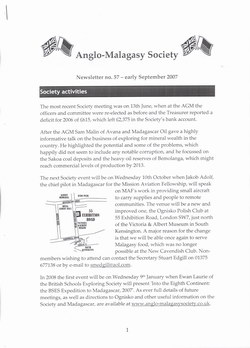 Anglo-Malagasy Society Newsletter: No. 57 (September 2007)