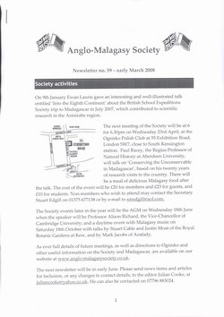 Anglo-Malagasy Society Newsletter: No. 59 (early March 2008)