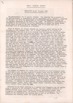 Anglo-Malagasy Society Newsletter: No. 6 (February 1980)