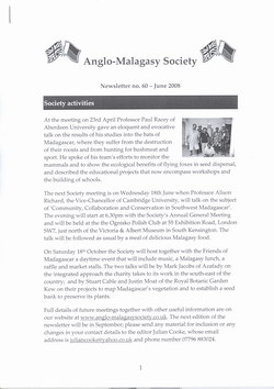 Anglo-Malagasy Society Newsletter: No. 60 (June 2008)