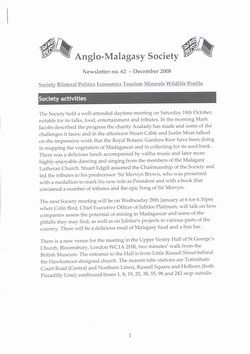 Anglo-Malagasy Society Newsletter: No. 62 (December 2008)