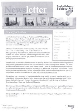 Anglo-Malagasy Society Newsletter: No. 72 (June 2011)