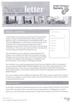 Anglo-Malagasy Society Newsletter: No. 73 (September 2011)