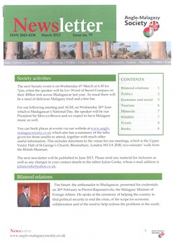Anglo-Malagasy Society Newsletter: No. 79 (March 2013)