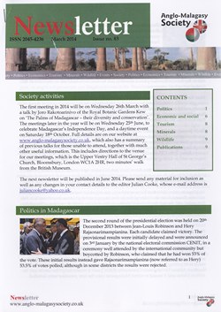 Anglo-Malagasy Society Newsletter: No. 83 (March 2014)