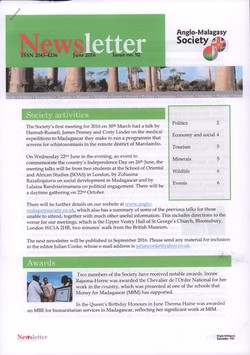Anglo-Malagasy Society Newsletter: No. 92 (June 2016)