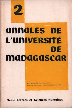 Annales de l'Université de Madagascar: Série Lettres et Sciences Humaines: No. 2