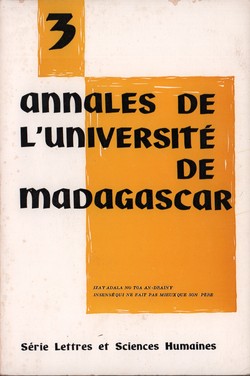 Annales de l'Université de Madagascar: Série Lettres et Sciences Humaines: No. 3