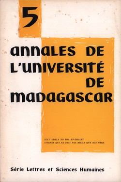 Annales de l'Université de Madagascar: Série Lettres et Sciences Humaines: No. 5