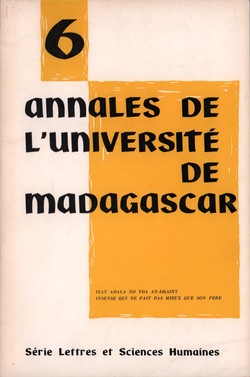 Annales de l'Université de Madagascar: Série Lettres et Sciences Humaines: No. 6