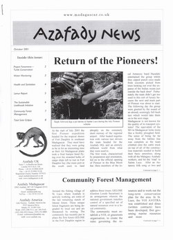 Azafady News: October 2001