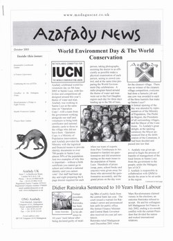 Azafady News: October 2003