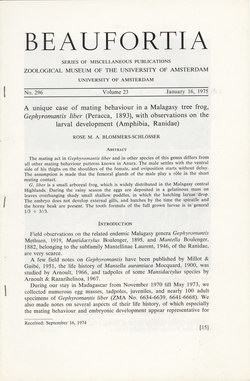 A Unique Case of Mating Behaviour in a Malagasy Tree Frog, Gephyromantis liber (Peracca, 1893), with observations on the larval development (Amphibia, Ranidae)