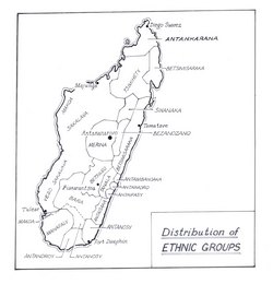 Distribution of Ethnic Groups: Original map artwork for the Bradt Madagascar guide (1st ed)