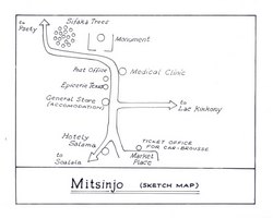 Mitsinjo (sketch map): Original map artwork for the Bradt Madagascar guide (2nd ed)