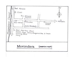 Morondava (sketch map): Original map artwork for the Bradt Madagascar guide (2nd ed)