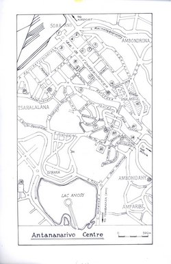 Antananarivo Centre: Original map artwork for the Bradt Madagascar guide (1st ed with amendments for 2nd ed)