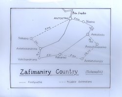 Zafimaniry Country (schematic): Original map artwork for the Bradt Madagascar guide (2nd ed)
