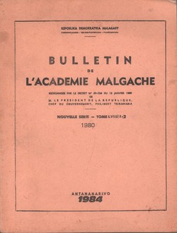 Bulletin de l'Académie Malgache: Nouvelle Serie: Tome LVIII: 1–2 (1980)