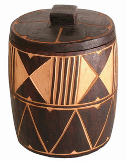 Carved Wooden Box: Containing Red Malagasy Earth from Montagne des Français