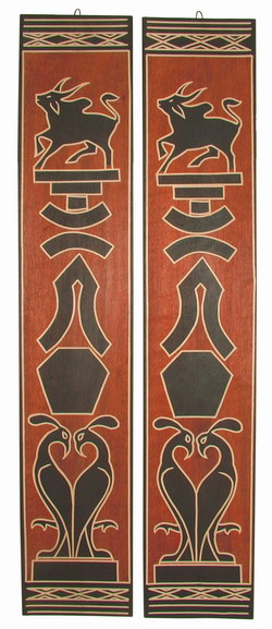 Carved Pictorial Panels: Pair