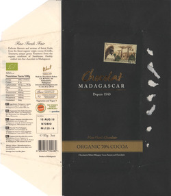 Chocolat Madagascar: Fine Dark Chocolate: Organic 70% Cocoa