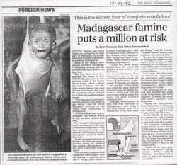 Foreign News: Madagascar famine puts a million at risk: The Daily Telegraph, 17 July 1992