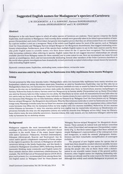 Suggested English names for Madagascar's species of Carnivora