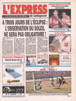 L'Express de Madagascar: No. 1912 (lundi 18 juin 2001)