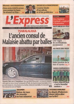 L'Express de Madagascar: No 6823; Vendredi 25 août 2017